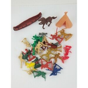 Lot of 30 assorted hard plastic Western Cowboys, Indians & Soldiers as shown